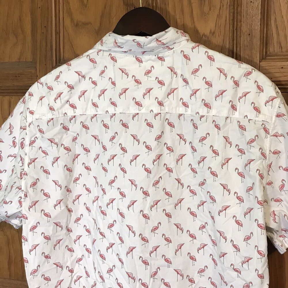MB Michael Brandon Slim Fit Men's XL White Pink Flamingo Print Button Down Shirt - Picture 5 of 8